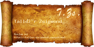 Tallér Zsigmond névjegykártya